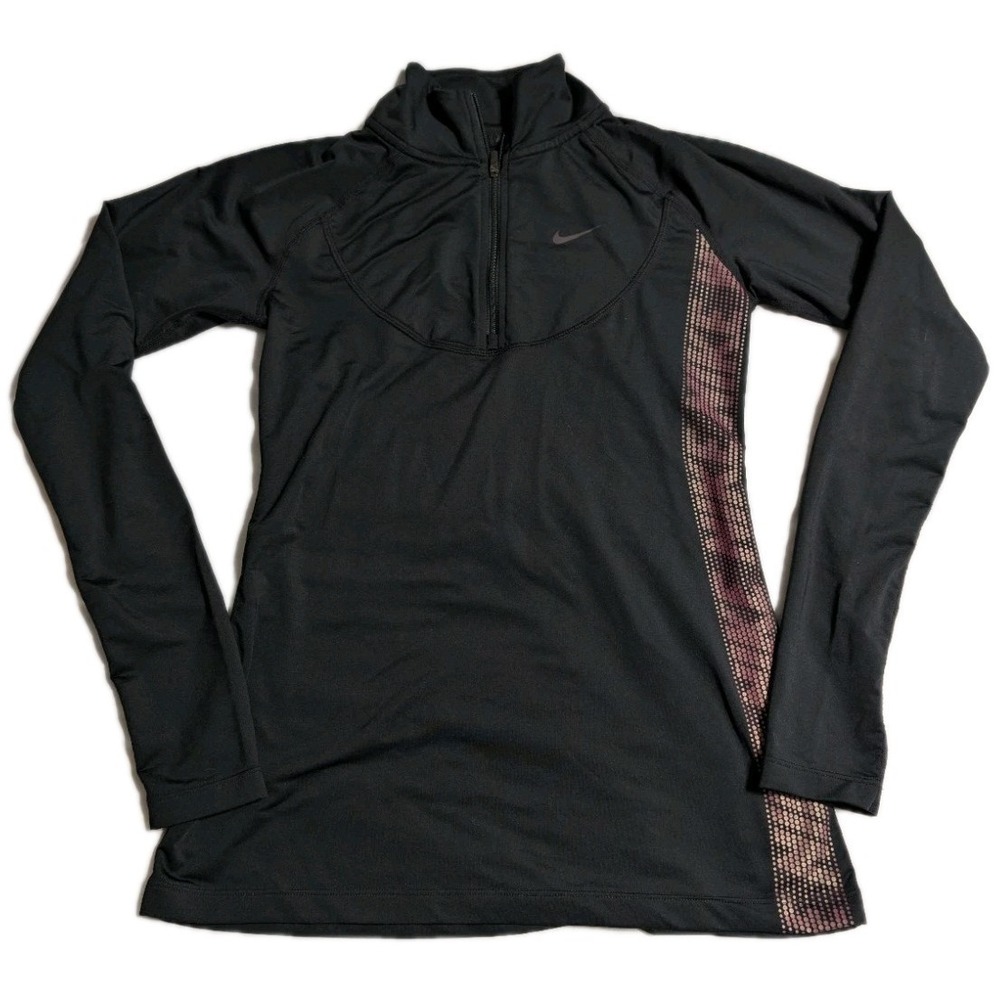 Nike Dri-FIT Women's XS Black 1/4 Zip Pullover Pink Stripe Running Top